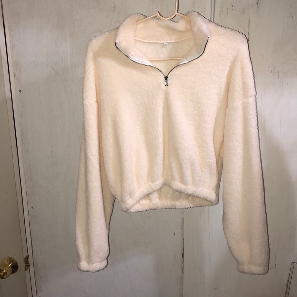 SALE nwot teddy cropped quarter zip